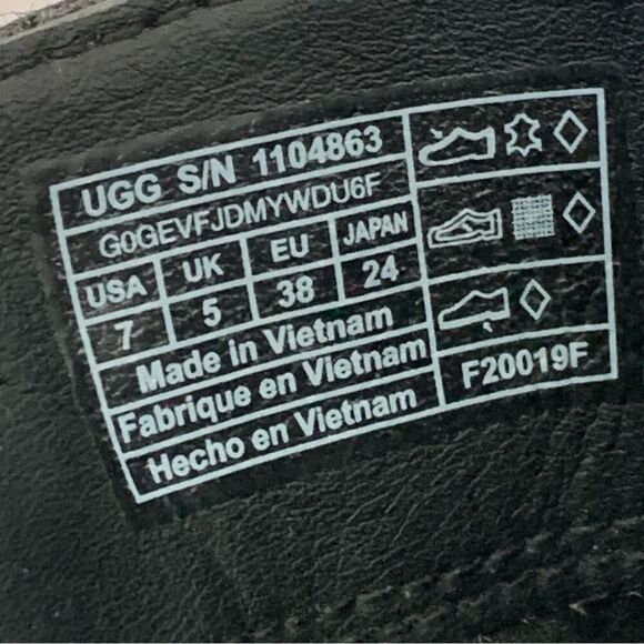 UGG Women's Kirke Suede Stacked Heel Booties Real Shearling Trim Black Size 7 - Picture 11 of 12